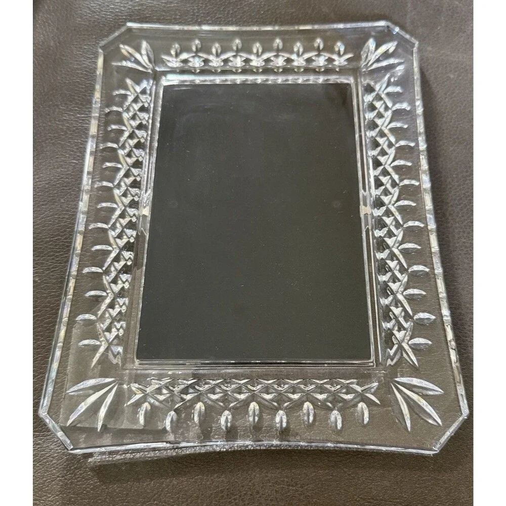 Waterford Lismore Picture Frame Clear Crystal Fits 4x6 Photo Black Velvety Back